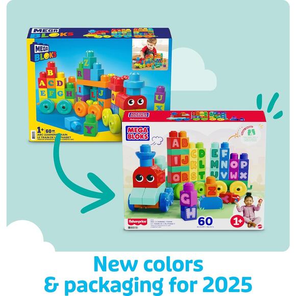 NWT Mattel Mega Bloks ABC Learning Train Building Set Multicolored 60 Pc1+ Years - Picture 3 of 7